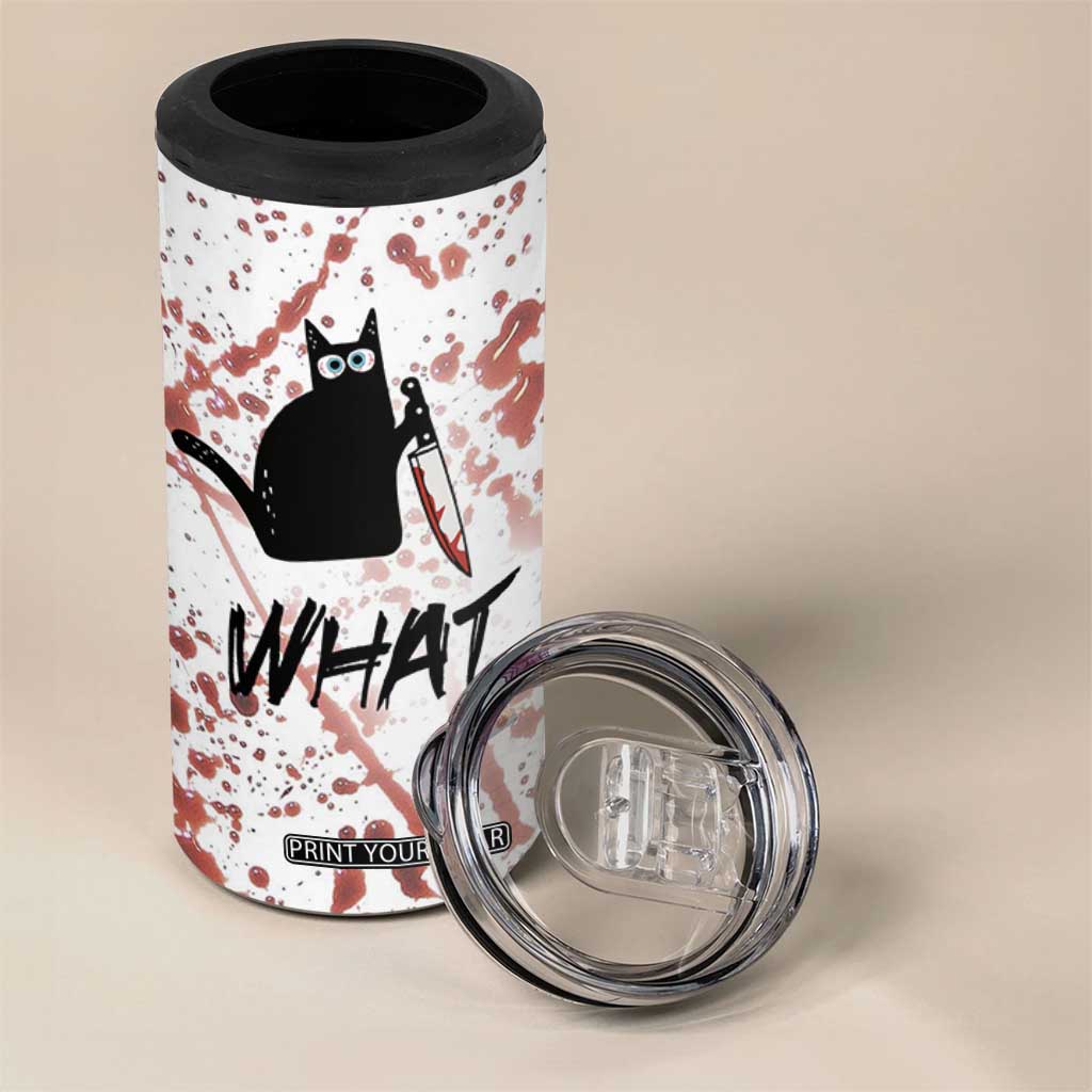 Funny Cat Lover Gifts 4 in 1 Can Cooler Tumbler Halloween Murderous Cat With Knife What TB10 Print Your Wear