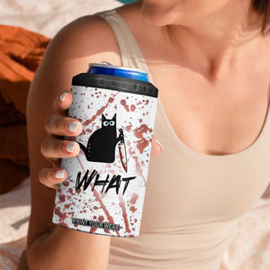 Funny Cat Lover Gifts 4 in 1 Can Cooler Tumbler Halloween Murderous Cat With Knife What TB10 Print Your Wear