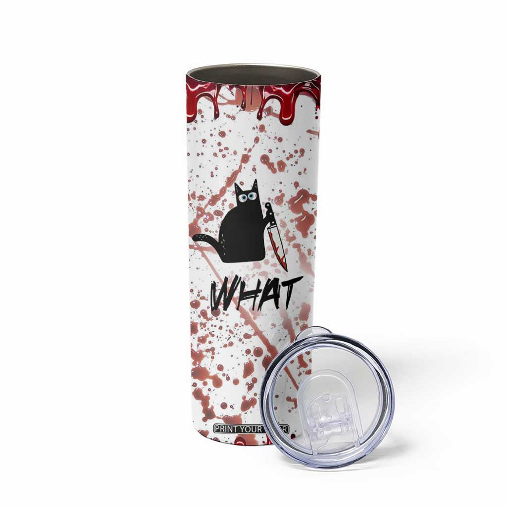 Funny Cat Lover Gifts Skinny Tumbler Halloween Murderous Cat With Knife What TB10 Print Your Wear
