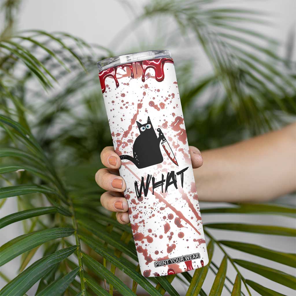 Funny Cat Lover Gifts Skinny Tumbler Halloween Murderous Cat With Knife What TB10 Print Your Wear