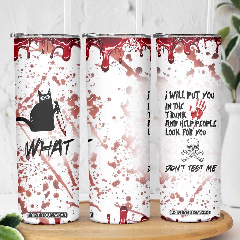 Funny Cat Lover Gifts Skinny Tumbler Halloween Murderous Cat With Knife What TB10 Print Your Wear