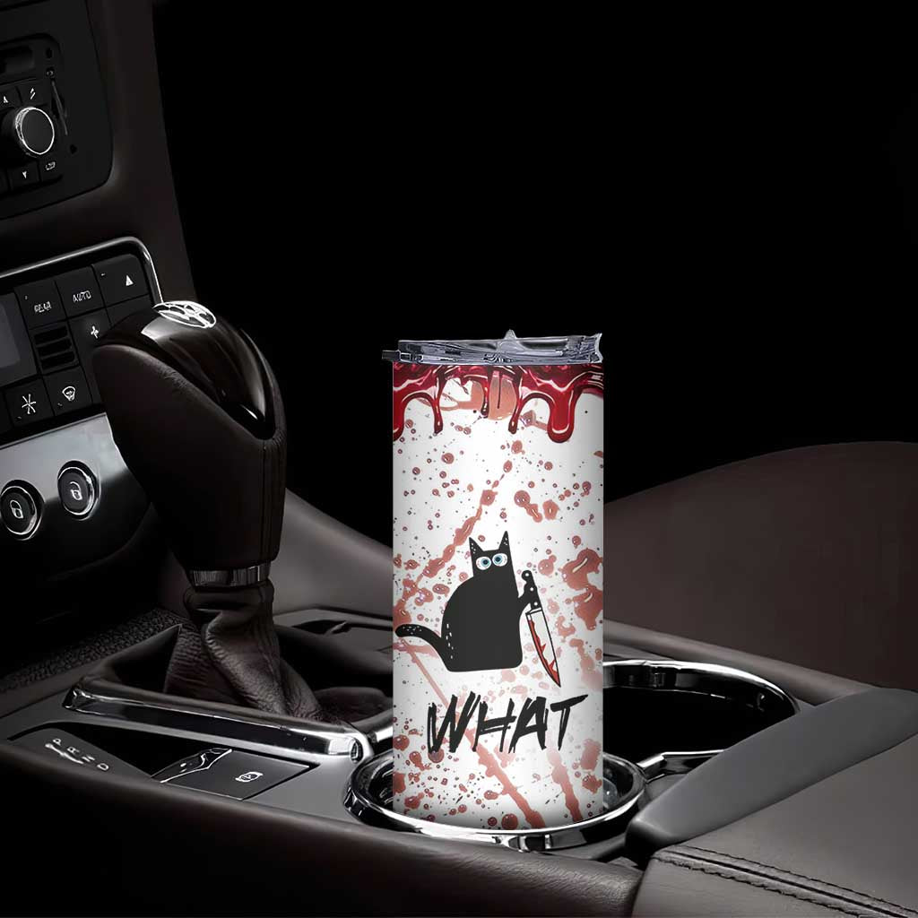 Funny Cat Lover Gifts Skinny Tumbler Halloween Murderous Cat With Knife What TB10 Print Your Wear