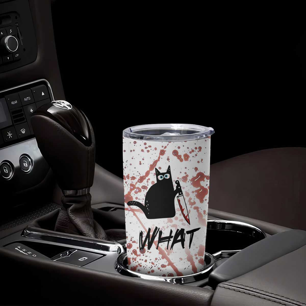Funny Cat Lover Gifts Tumbler Cup Halloween Murderous Cat With Knife What TB10 Print Your Wear