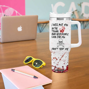 Funny Cat Lover Gifts Tumbler With Handle Halloween Murderous Cat With Knife What TB10 Print Your Wear