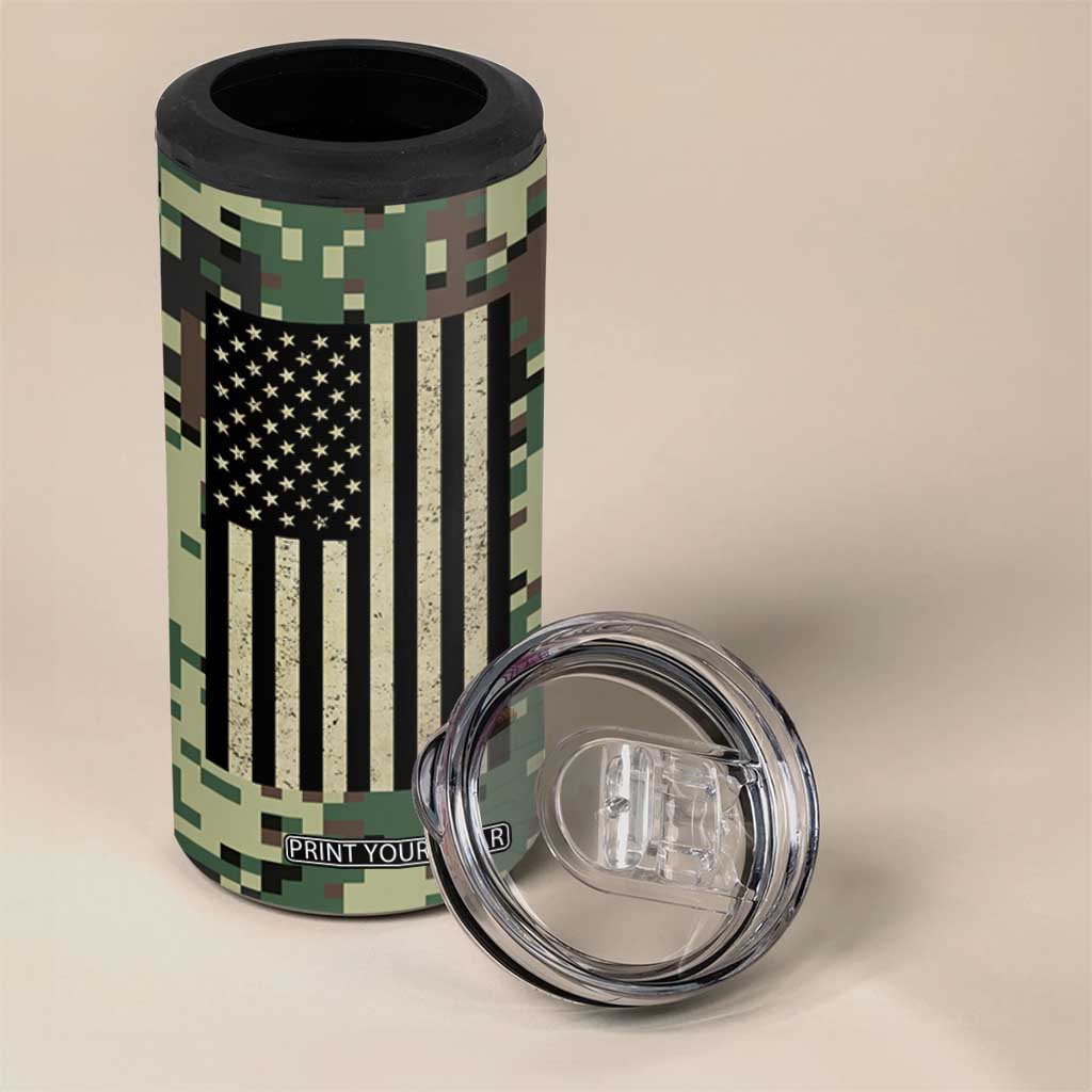 Fantasy Football Legend 4 in 1 Can Cooler Tumbler Camo American Flag TB10 Print Your Wear