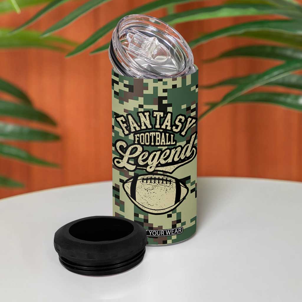 Fantasy Football Legend 4 in 1 Can Cooler Tumbler Camo American Flag TB10 Print Your Wear