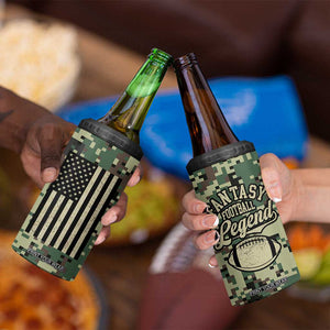 Fantasy Football Legend 4 in 1 Can Cooler Tumbler Camo American Flag TB10 Print Your Wear