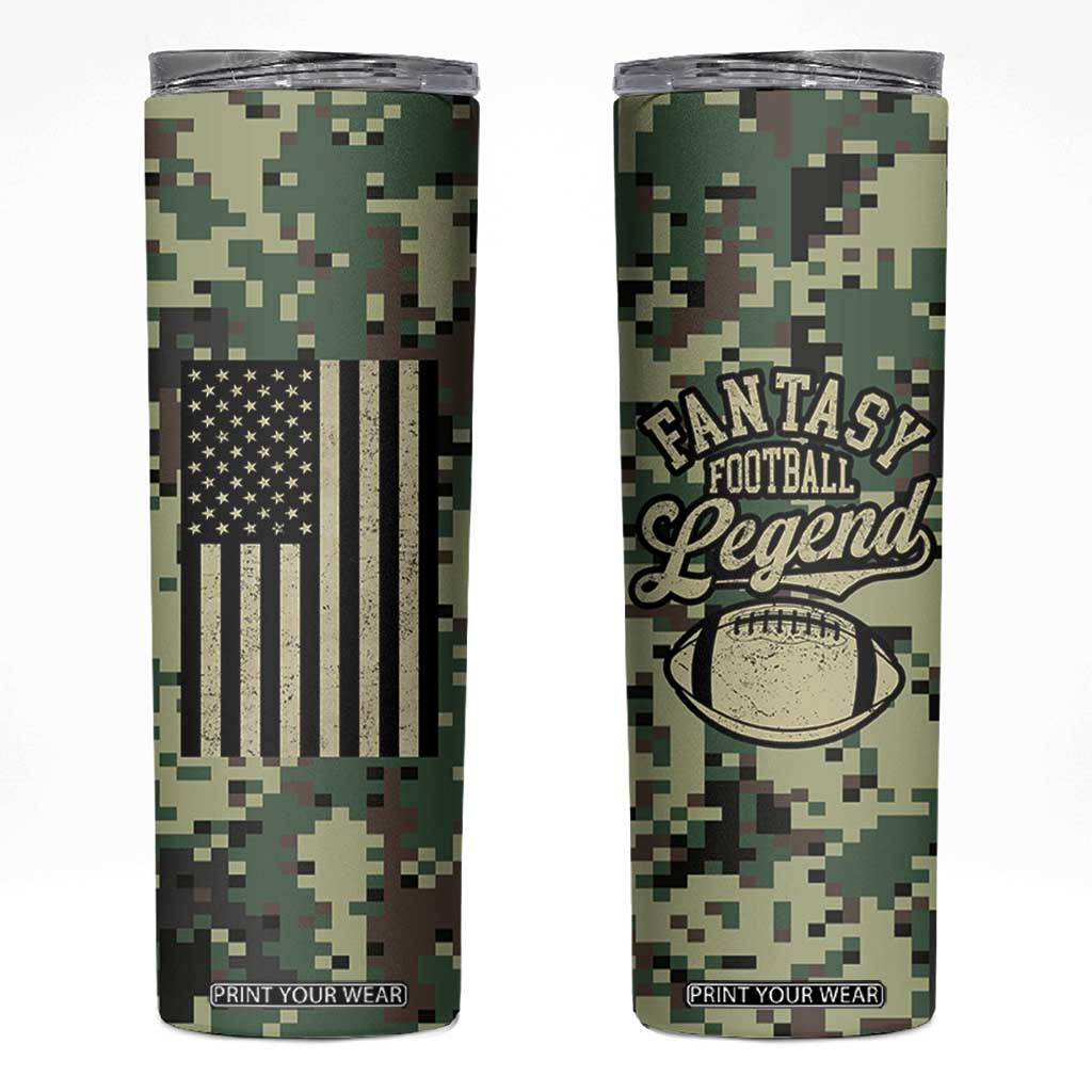 Fantasy Football Legend Skinny Tumbler Camo American Flag TB10 Camo Print Your Wear