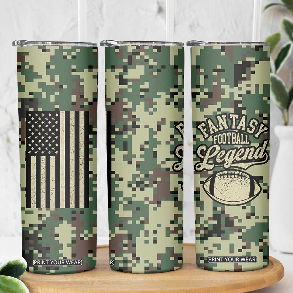 Fantasy Football Legend Skinny Tumbler Camo American Flag TB10 Print Your Wear
