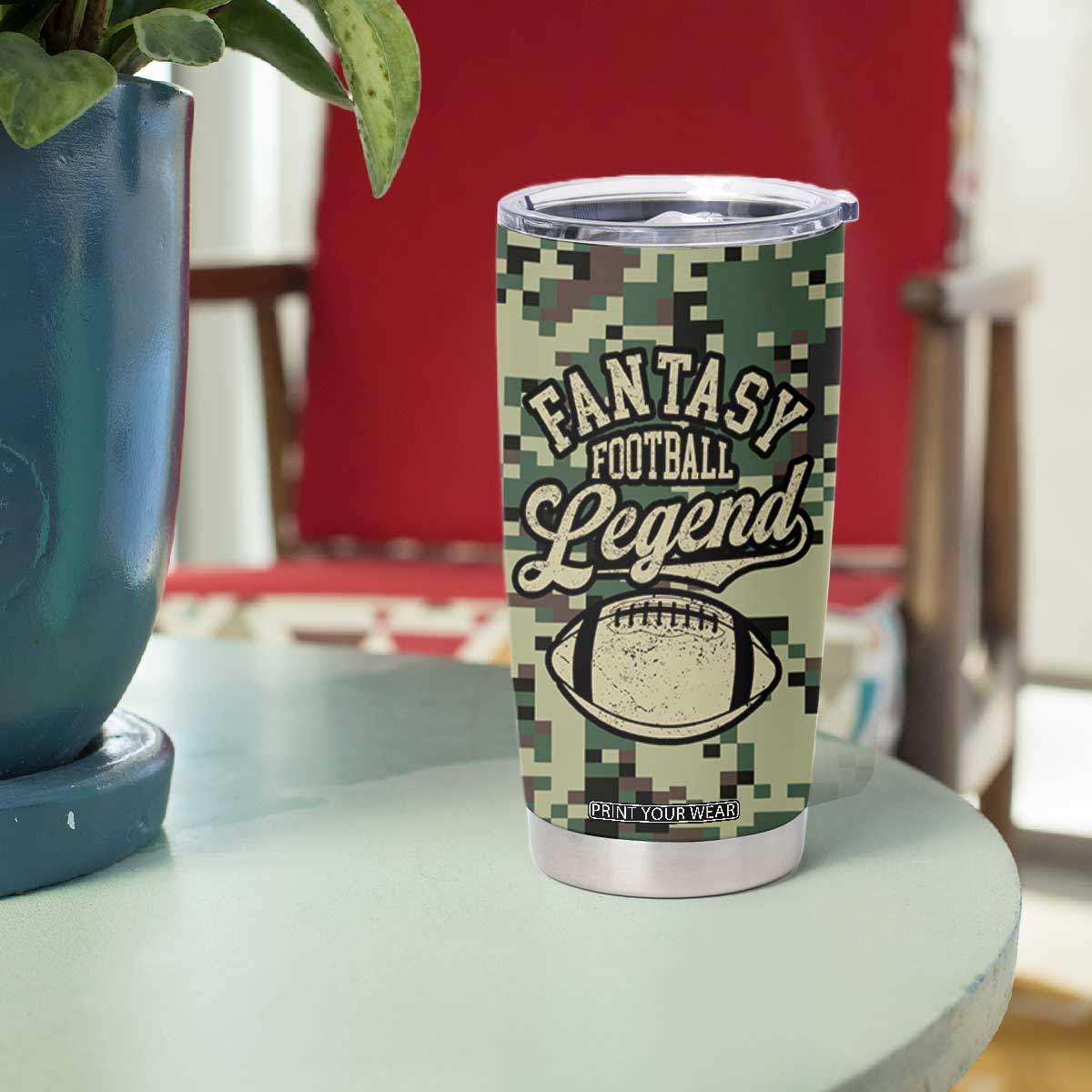 Fantasy Football Legend Tumbler Cup Camo American Flag TB10 Print Your Wear