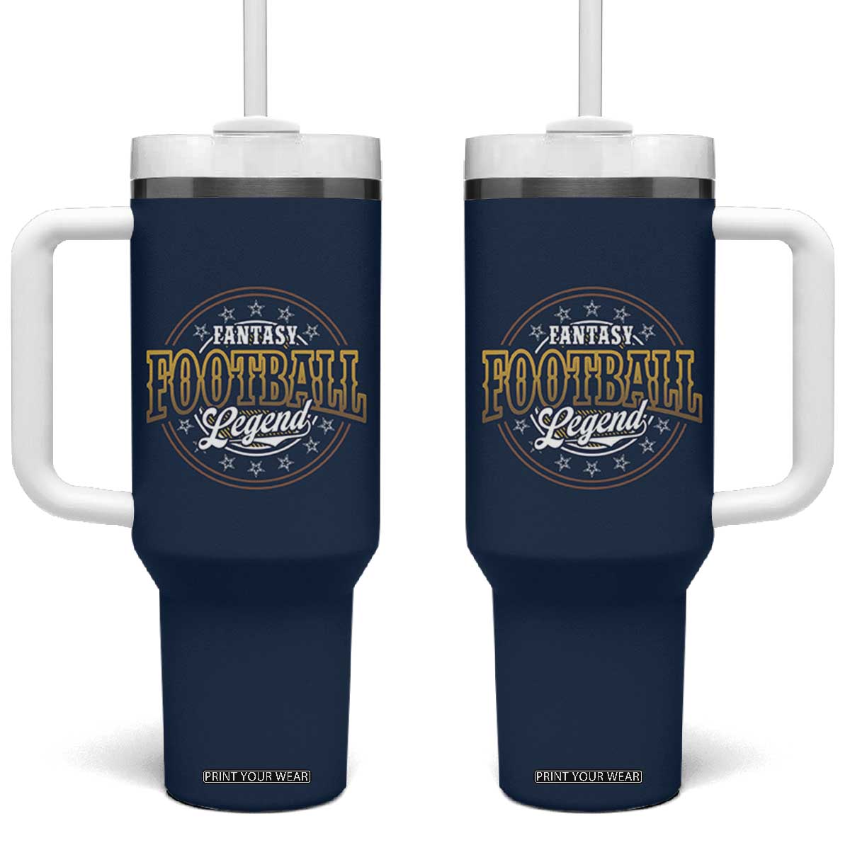 Fantasy Football Legend Tumbler With Handle Funny Draft Party TB10 One Size: 40 oz Navy Print Your Wear