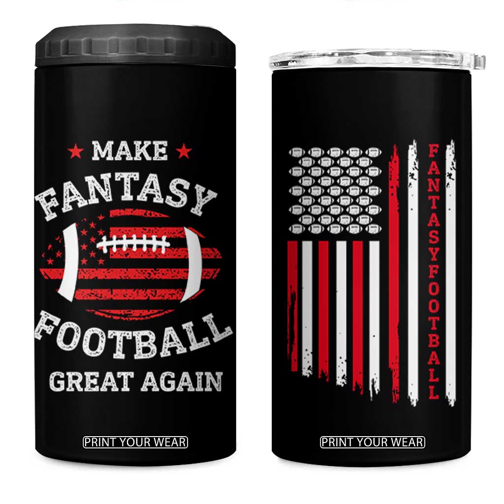 Make Fantasy Football Great Again 4 in 1 Can Cooler Tumbler Funny Draft Party American Flag TB10 One Size: 16 oz Black Print Your Wear