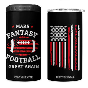 Make Fantasy Football Great Again 4 in 1 Can Cooler Tumbler Funny Draft Party American Flag TB10 One Size: 16 oz Black Print Your Wear