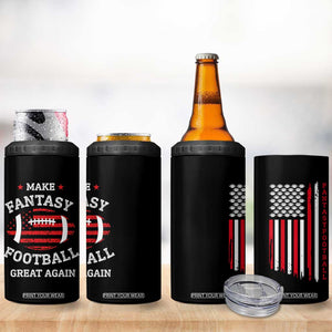 Make Fantasy Football Great Again 4 in 1 Can Cooler Tumbler Funny Draft Party American Flag TB10 Print Your Wear