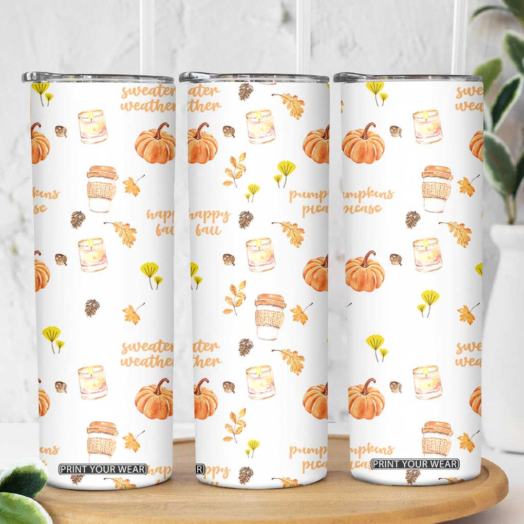 Pumpkin Season Fall Gift Skinny Tumbler Autumn Travel Cup For Thanksgiving TB10 Print Your Wear