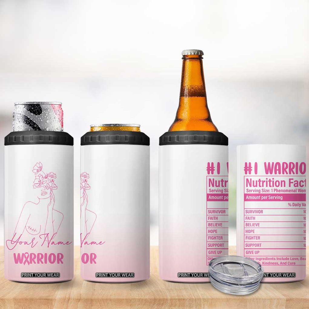 Personalized Breast Cancer Survivor 4 in 1 Can Cooler Tumbler Custom Name Pink Ribbon Chemo Care TB10 Print Your Wear