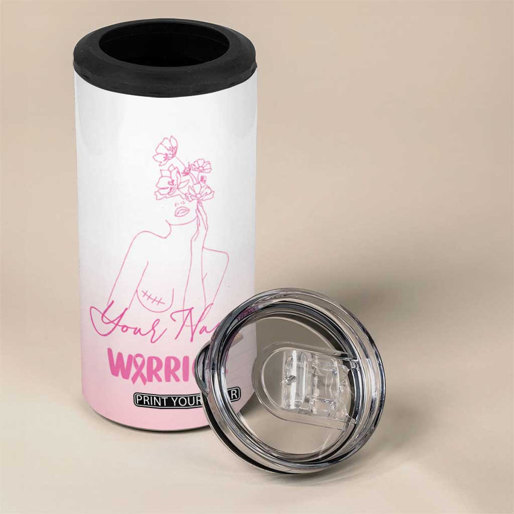 Personalized Breast Cancer Survivor 4 in 1 Can Cooler Tumbler Custom Name Pink Ribbon Chemo Care TB10 Print Your Wear