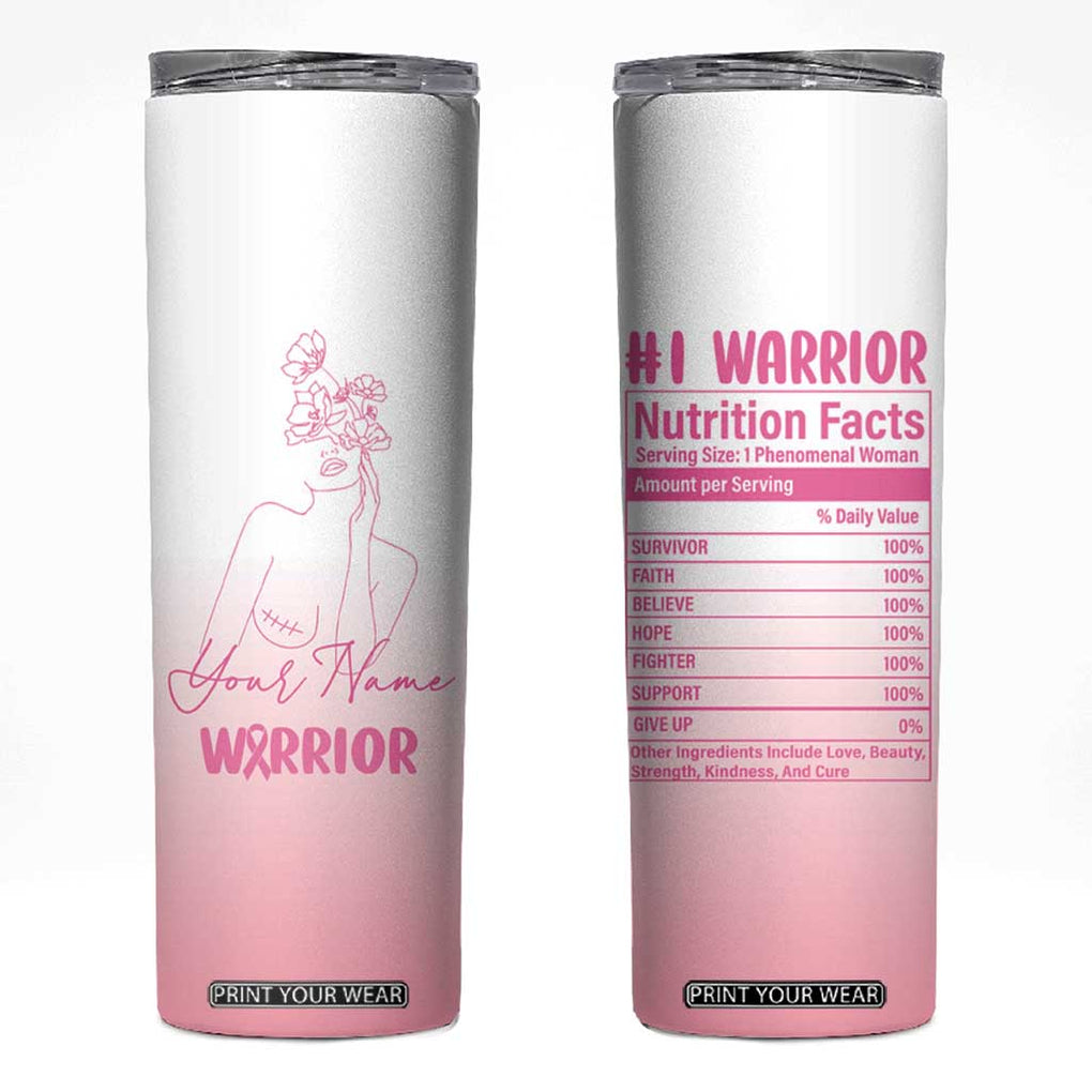 Personalized Breast Cancer Survivor Skinny Tumbler Custom Name Pink Ribbon Chemo Care TB10 Pink Print Your Wear