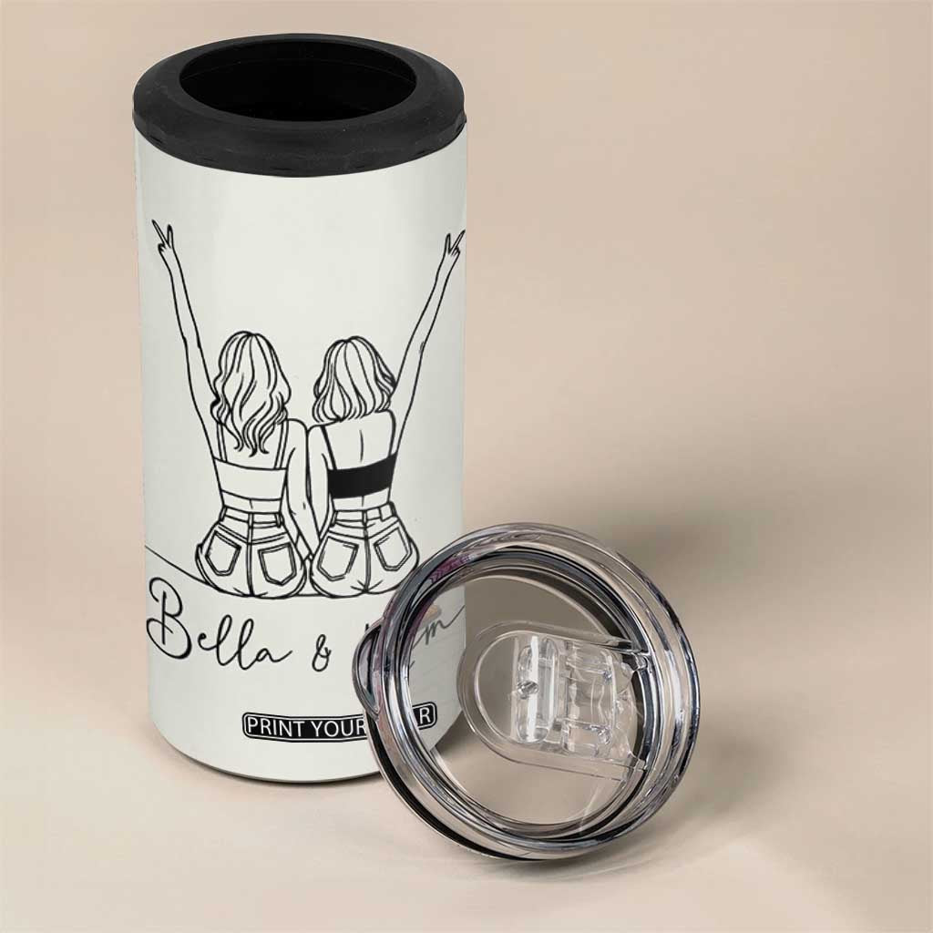 Personalized Long Distance Friendship Gift 4 in 1 Can Cooler Tumbler Custom Name Best Friends Gifts For Women Bestie TB10 Print Your Wear