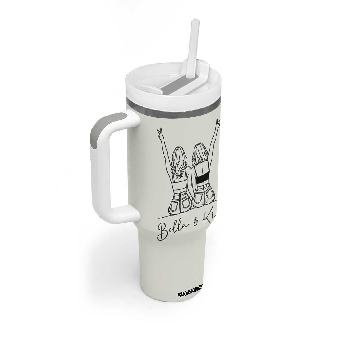 Personalized Long Distance Friendship Gift Tumbler With Handle Custom Name Best Friends Gifts For Women Bestie TB10 Print Your Wear