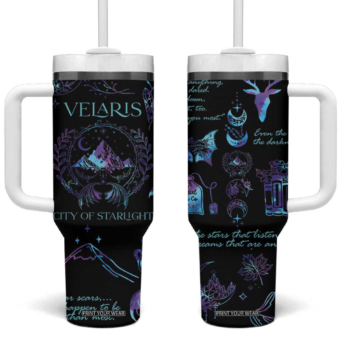 Velaris City Of Starlight Tumbler With Handle Fantasy Celestial City Night Sky Bookish Book Lovers TB10 One Size: 40 oz Galaxy Print Your Wear