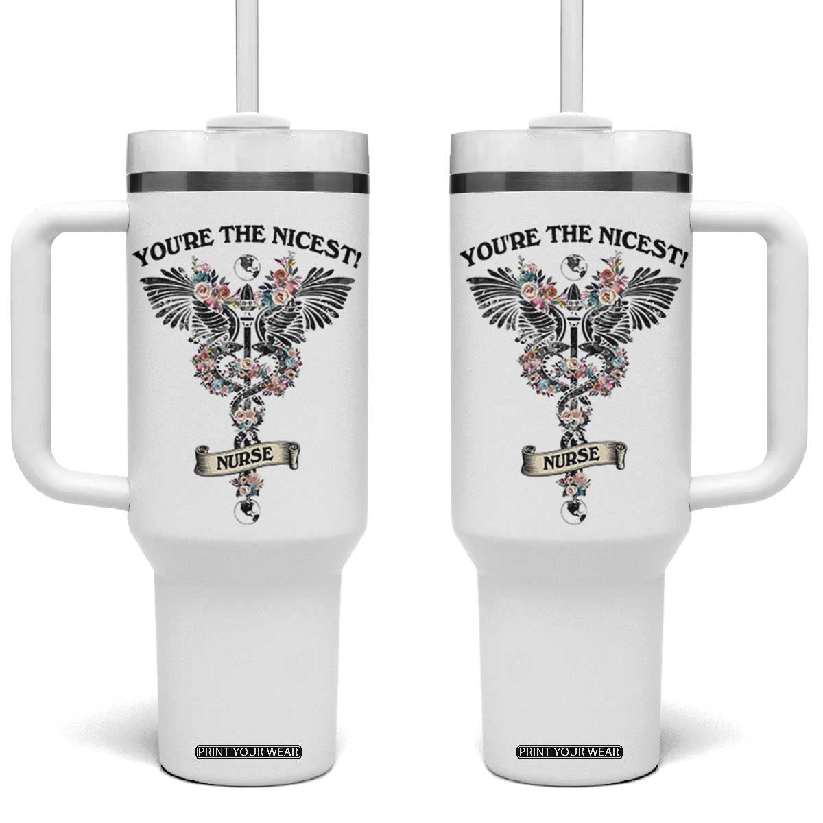 Nurse Gifts For Women Tumbler With Handle Nurse Appreciation Thank You Gift For RN Hospital Staff TB10 One Size: 40 oz White Print Your Wear