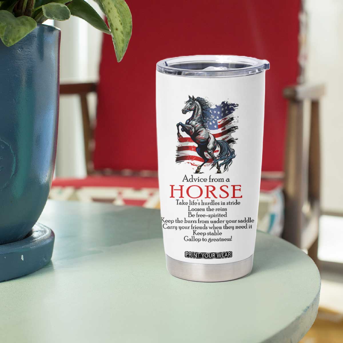 Horse Lovers Tumbler Cup Advice From A Horse Inspiration TB10 Print Your Wear