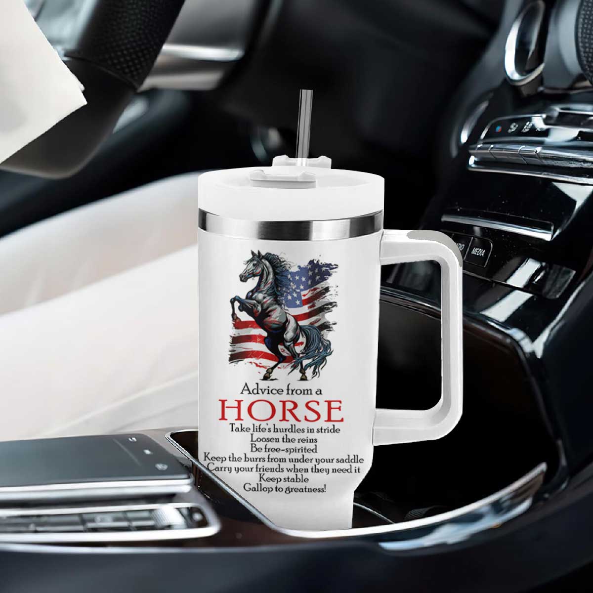 Horse Lovers Tumbler With Handle Advice From A Horse Inspiration TB10 Print Your Wear