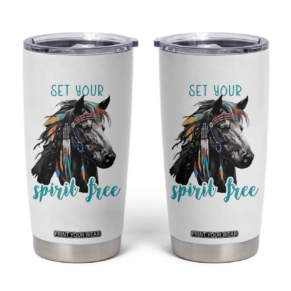 Horse Lovers Tumbler Cup Cowgirl Cowboy Equestrian Gifts TB10 White Print Your Wear
