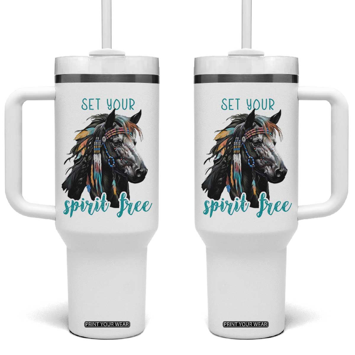 Horse Lovers Tumbler With Handle Cowgirl Cowboy Equestrian Gifts TB10 One Size: 40 oz White Print Your Wear