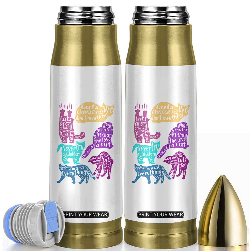 Cat Lover Gifts Bullet Tumbler Kitten Quotes From Famous Writers Authors and Feline Lovers TB10 White Print Your Wear