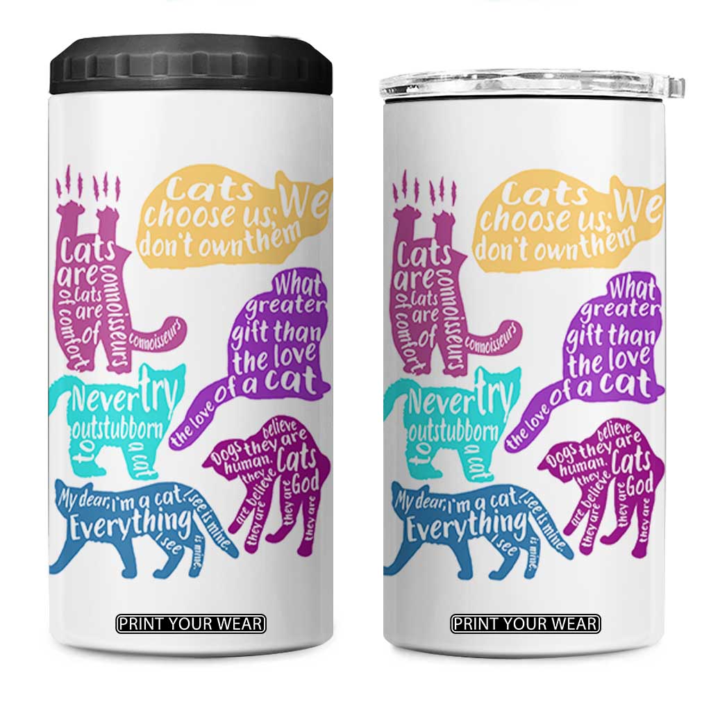 Cat Lover Gifts 4 in 1 Can Cooler Tumbler Kitten Quotes From Famous Writers Authors and Feline Lovers TB10 One Size: 16 oz White Print Your Wear