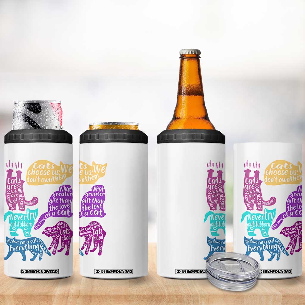 Cat Lover Gifts 4 in 1 Can Cooler Tumbler Kitten Quotes From Famous Writers Authors and Feline Lovers TB10 Print Your Wear