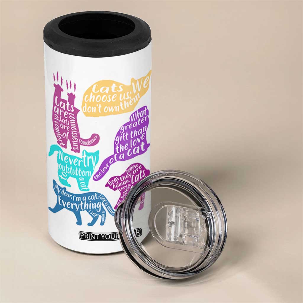 Cat Lover Gifts 4 in 1 Can Cooler Tumbler Kitten Quotes From Famous Writers Authors and Feline Lovers TB10 Print Your Wear