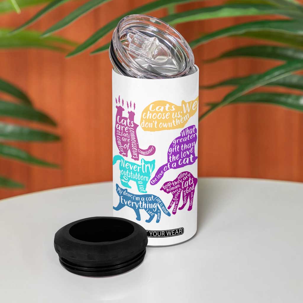 Cat Lover Gifts 4 in 1 Can Cooler Tumbler Kitten Quotes From Famous Writers Authors and Feline Lovers TB10 Print Your Wear