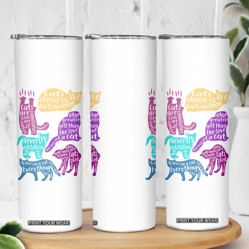 Cat Lover Gifts Skinny Tumbler Kitten Quotes From Famous Writers Authors and Feline Lovers TB10 Print Your Wear
