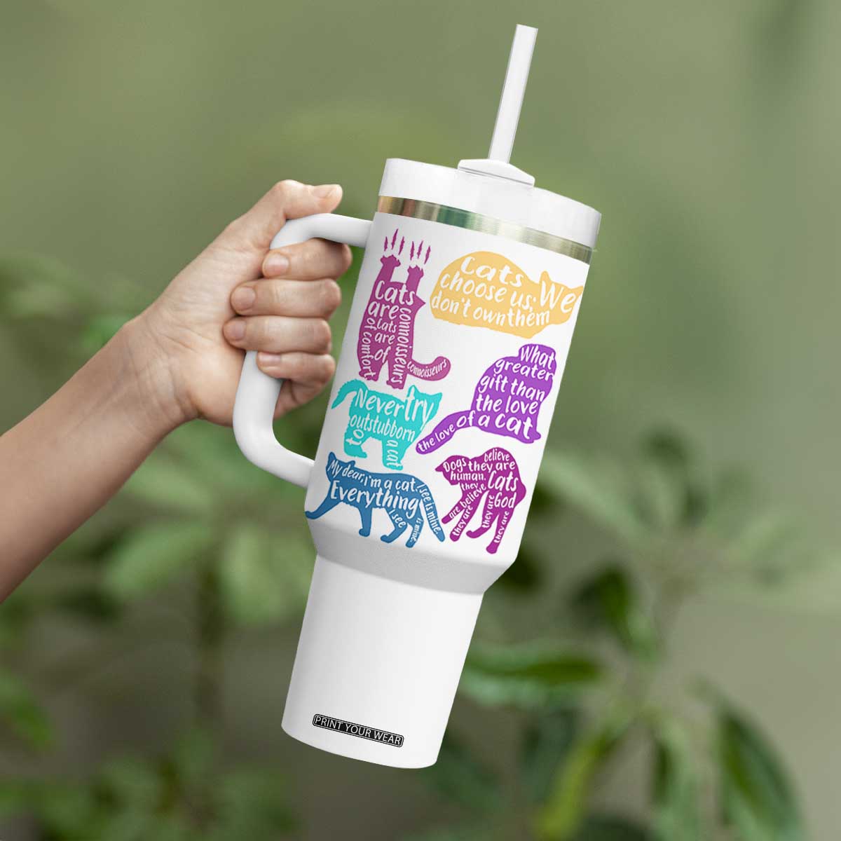 Cat Lover Gifts Tumbler With Handle Kitten Quotes From Famous Writers Authors and Feline Lovers TB10 Print Your Wear