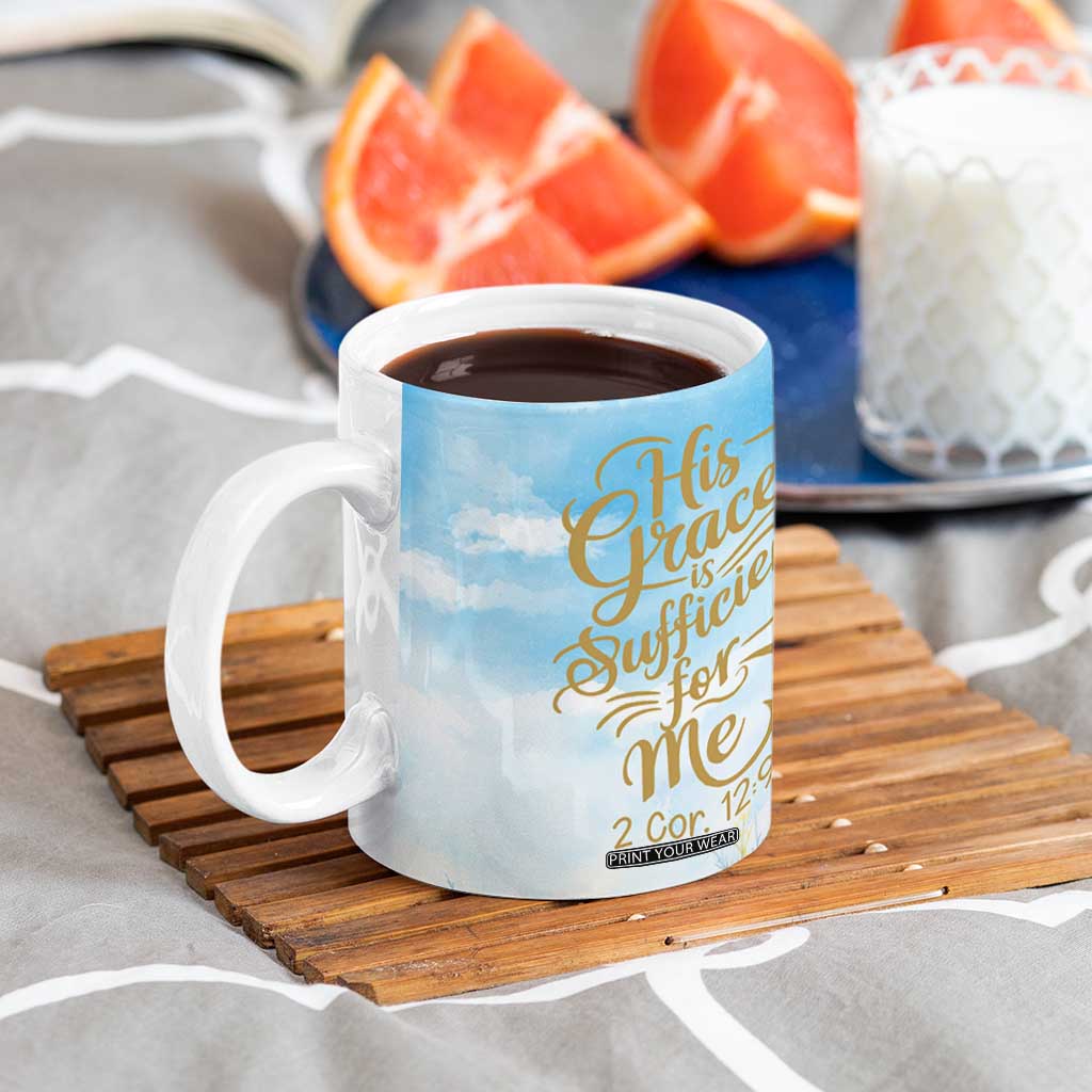 Christian Gifts For Women Coffee Mug Encouraging Bible Verse Cross His Grace Is Sufficient For Me TB10 Print Your Wear