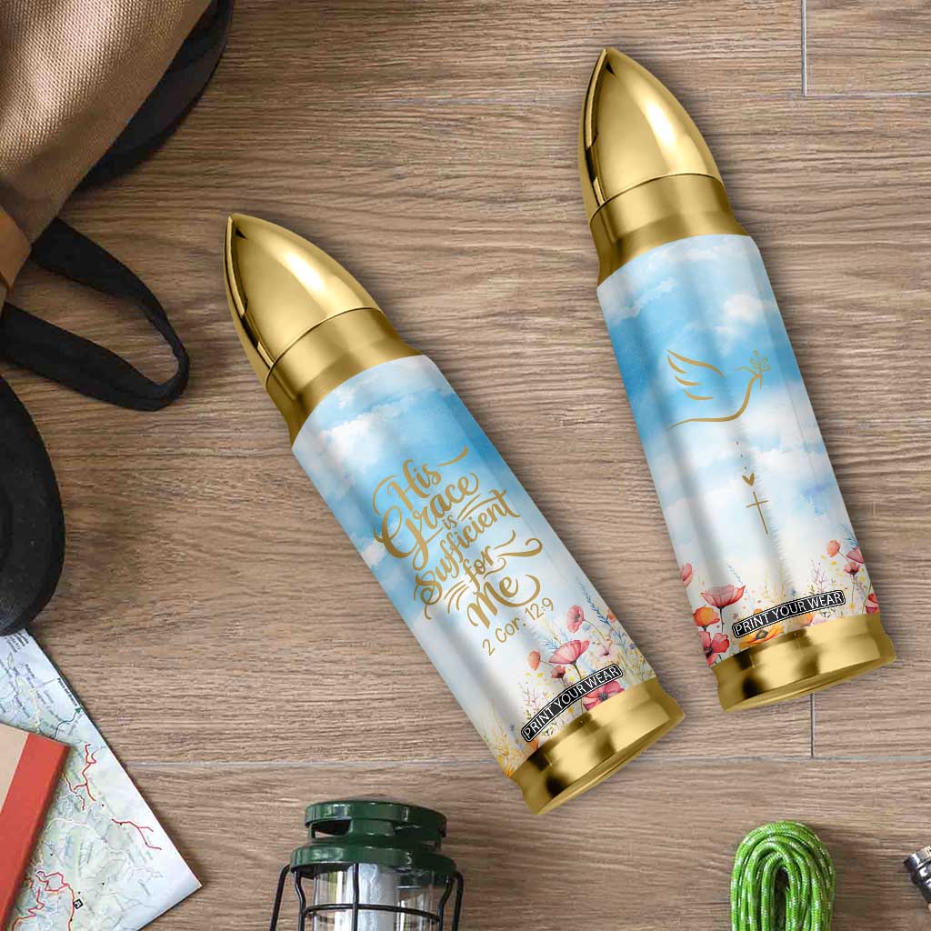 Christian Gifts For Women Bullet Tumbler Encouraging Bible Verse Cross His Grace Is Sufficient For Me TB10 Print Your Wear