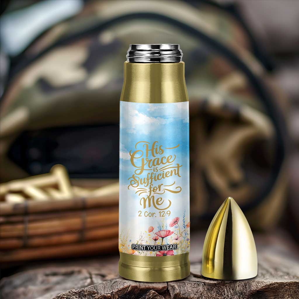 Christian Gifts For Women Bullet Tumbler Encouraging Bible Verse Cross His Grace Is Sufficient For Me TB10 Print Your Wear