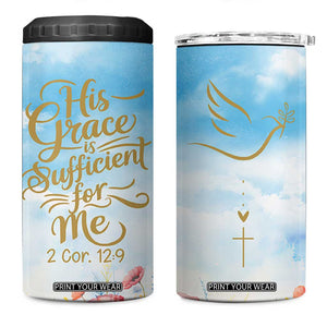 Christian Gifts For Women 4 in 1 Can Cooler Tumbler Encouraging Bible Verse Cross His Grace Is Sufficient For Me TB10 One Size: 16 oz Blue Print Your Wear