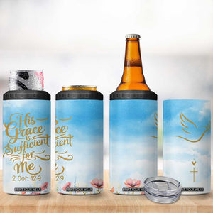 Christian Gifts For Women 4 in 1 Can Cooler Tumbler Encouraging Bible Verse Cross His Grace Is Sufficient For Me TB10 Print Your Wear