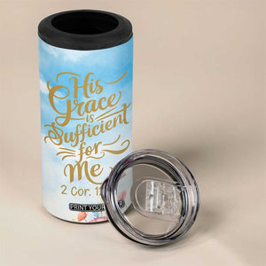 Christian Gifts For Women 4 in 1 Can Cooler Tumbler Encouraging Bible Verse Cross His Grace Is Sufficient For Me TB10 Print Your Wear