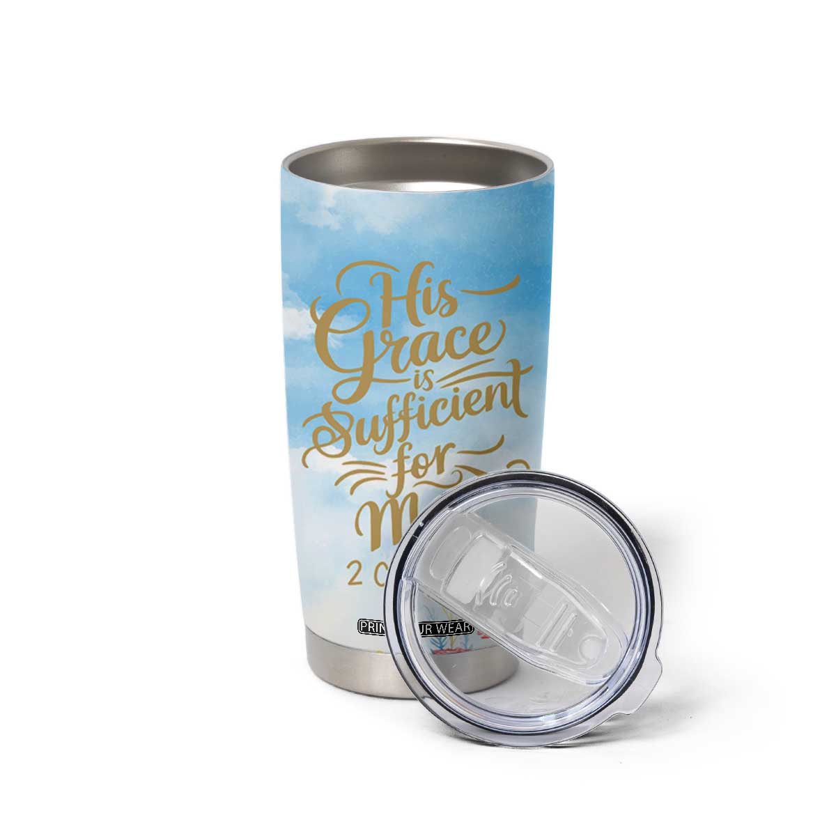 Christian Gifts For Women Tumbler Cup Encouraging Bible Verse Cross His Grace Is Sufficient For Me TB10 Print Your Wear