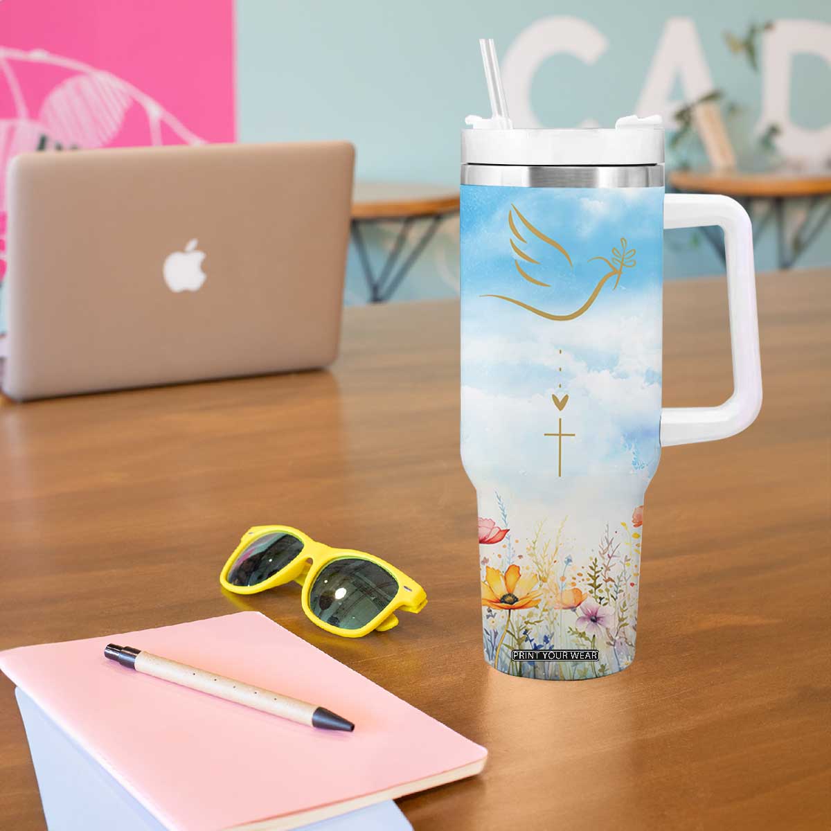 Christian Gifts For Women Tumbler With Handle Encouraging Bible Verse Cross His Grace Is Sufficient For Me TB10 Print Your Wear
