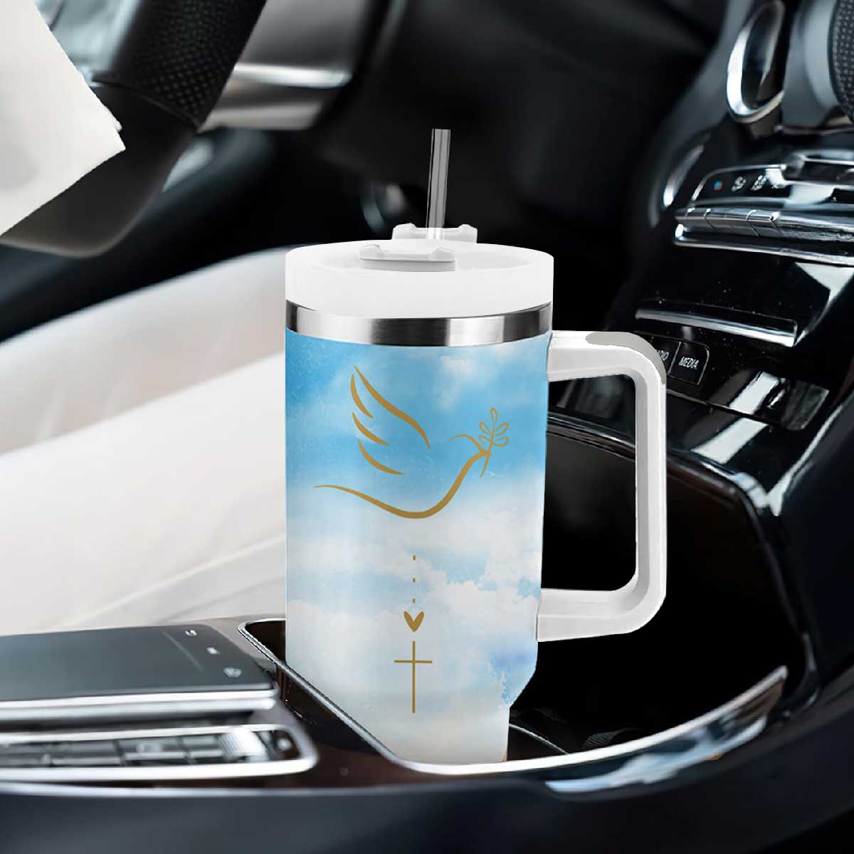 Christian Gifts For Women Tumbler With Handle Encouraging Bible Verse Cross His Grace Is Sufficient For Me TB10 Print Your Wear