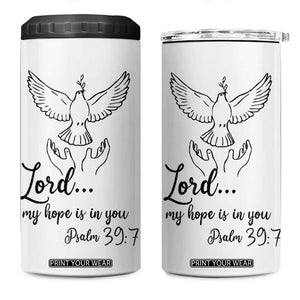 Christian Gifts 4 in 1 Can Cooler Tumbler Bible Verse My Hope Is in You Psalm 39:7 TB10 One Size: 16 oz White Print Your Wear
