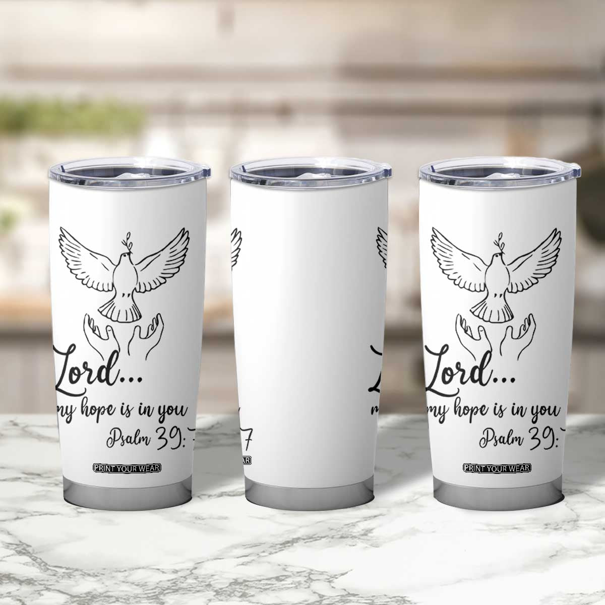Christian Gifts Tumbler Cup Bible Verse My Hope Is in You Psalm 39:7 TB10 Print Your Wear