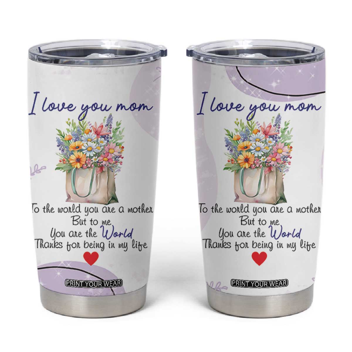 Birthday Gifts For Mom Tumbler Cup From Daughter Son I Love You Mom Valentines Mothers Day Present TB10 Purple Print Your Wear