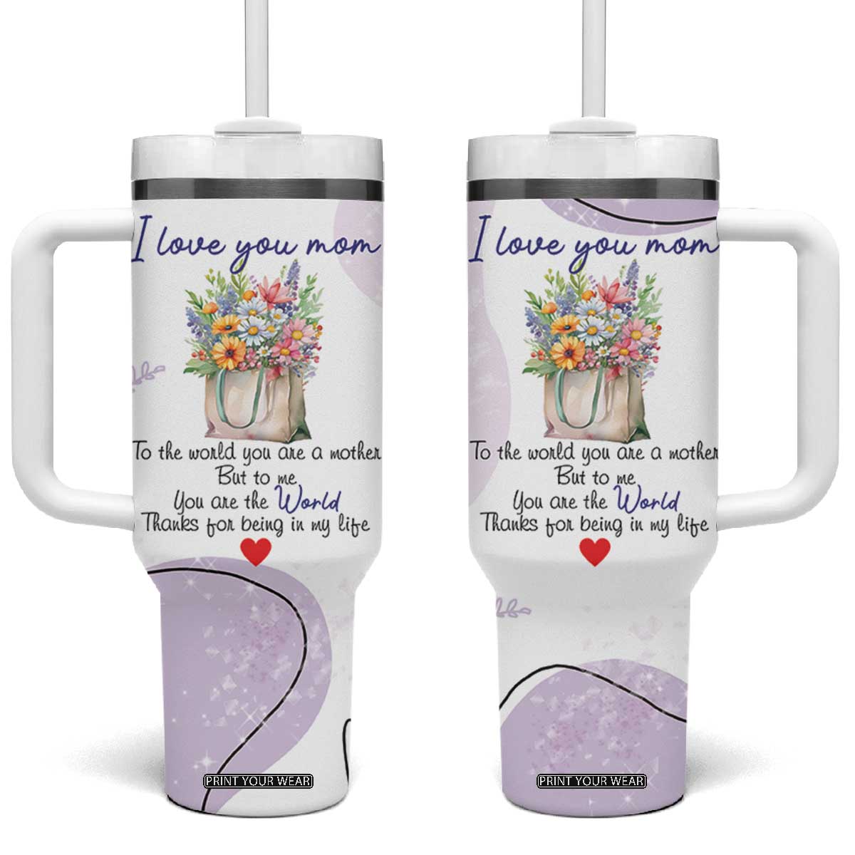 Birthday Gifts For Mom Tumbler With Handle From Daughter Son I Love You Mom Valentines Mothers Day Present TB10 One Size: 40 oz Purple Print Your Wear